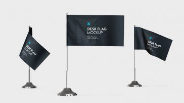 Free Office Table / Desk Flag Mockup PSD Set