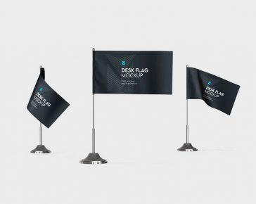 Free Office Table / Desk Flag Mockup PSD Set