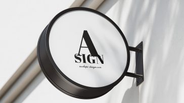 Free Round Street Sign Logo Mockup PSD