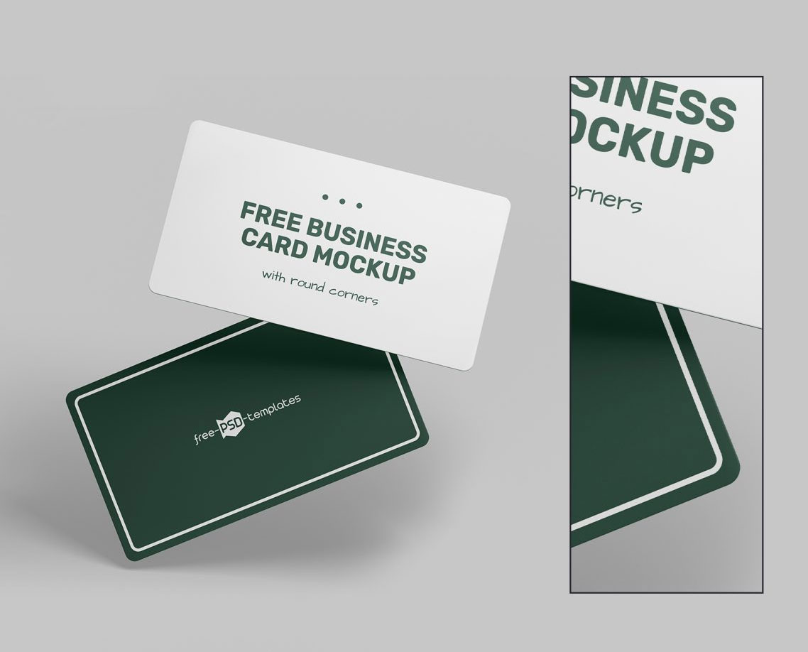 Free Rounded Corners Business Card Mockup PSD Set