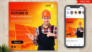 Free Sustainable Energy Instagram Post Design PSD Template