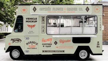 Free Vehicle Branding Food Truck Mockup PSD