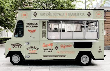 Free Vehicle Branding Food Truck Mockup PSD