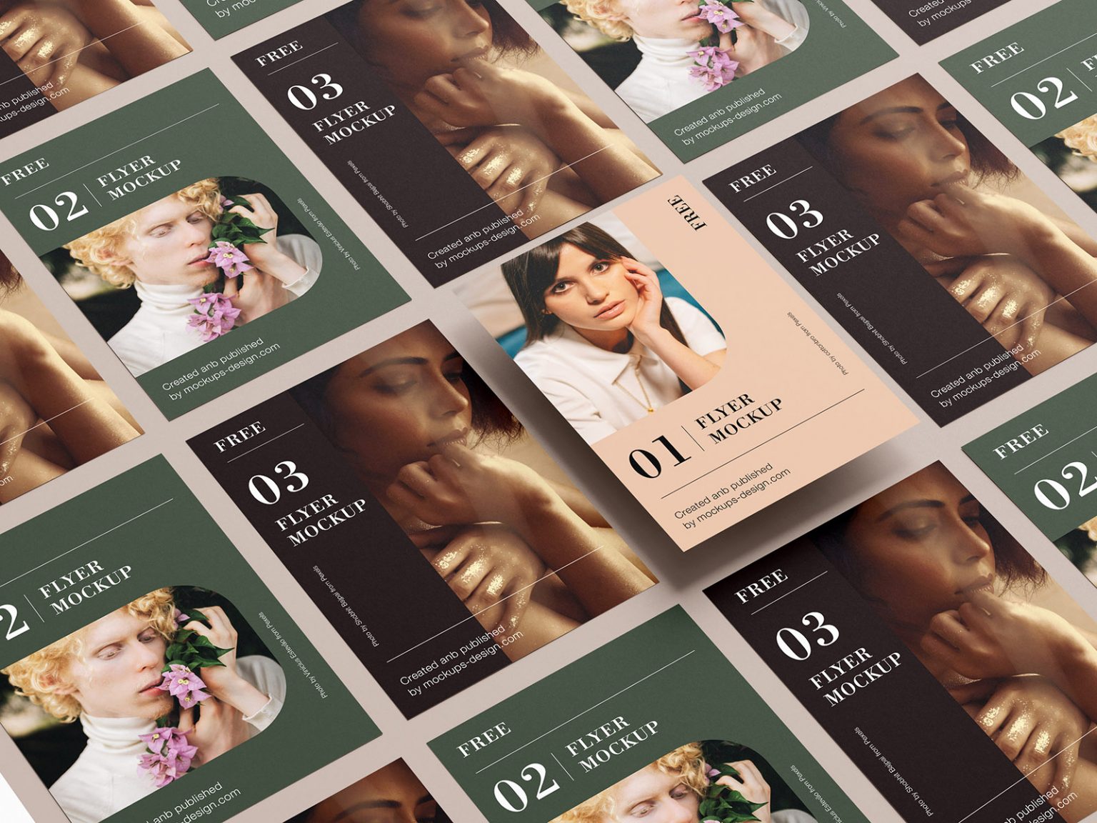 Free A4 Flyer Grid Mockups 5 PSD Set - PsFiles