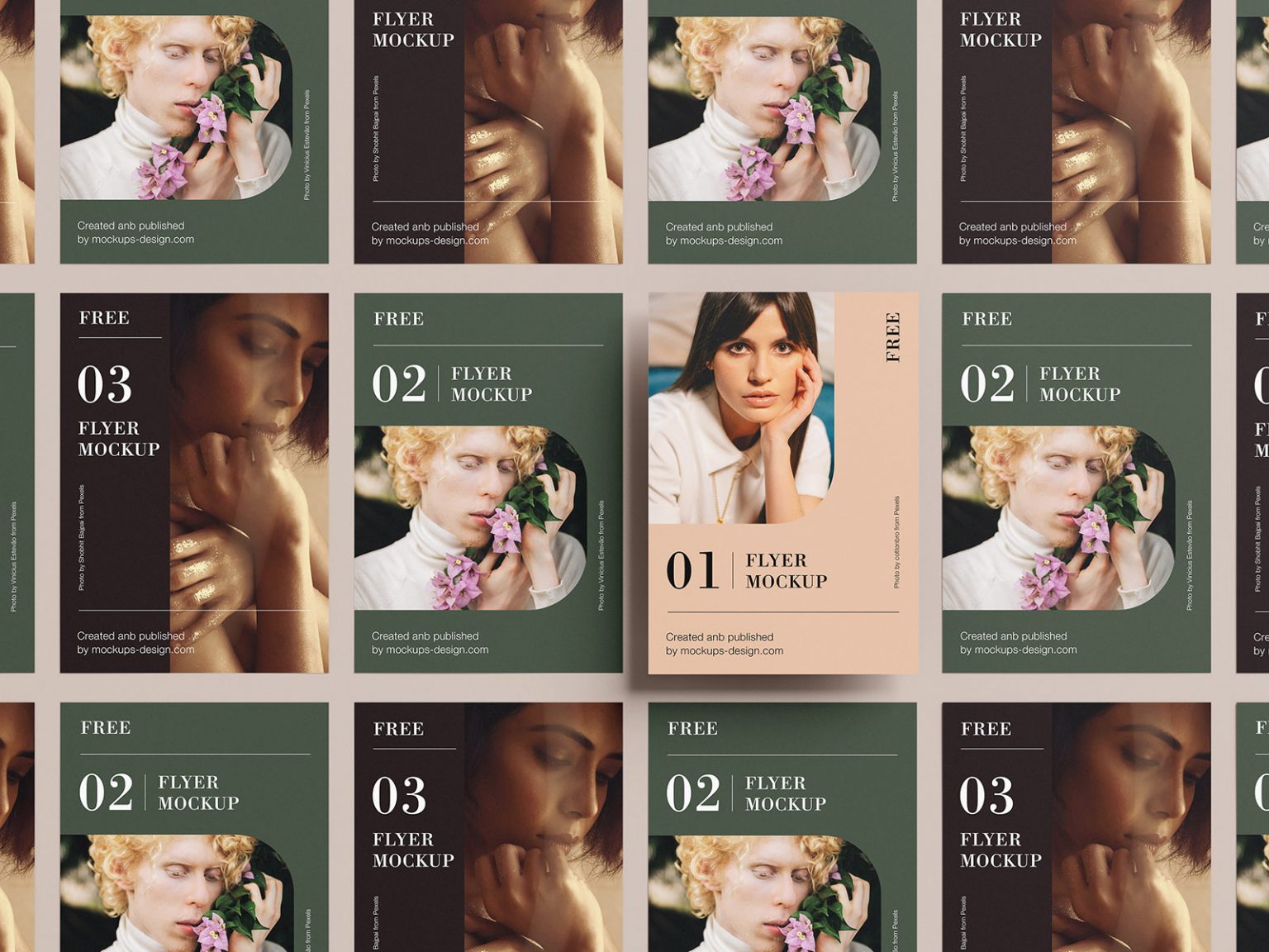 Free A4 Flyer Grid Mockups 5 PSD Set - PsFiles