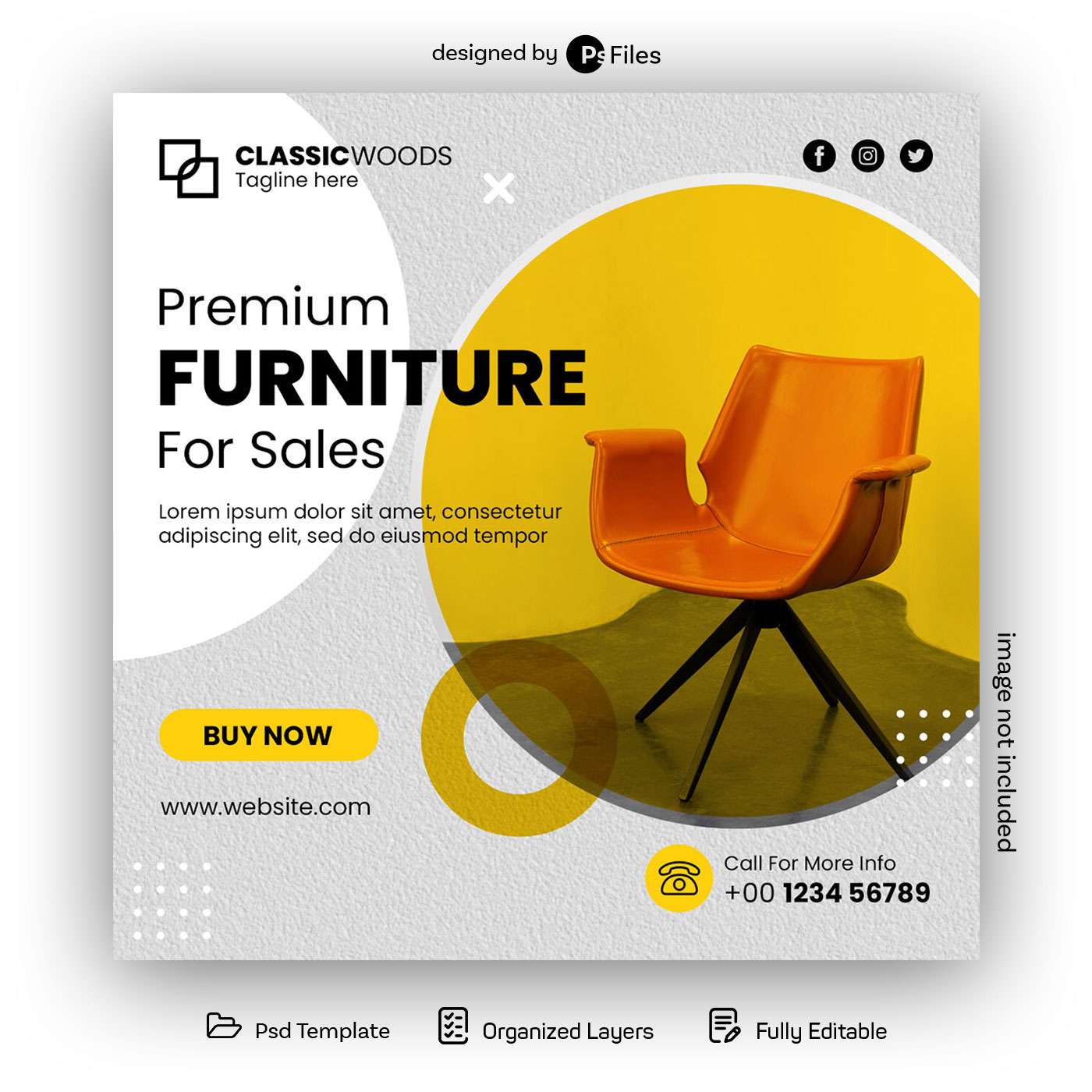 Furniture on Sale Instagram Post Design Template PSD free