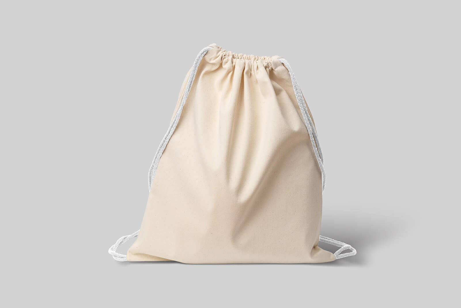 Free Drawstring Linen Backpack Mockup PSD