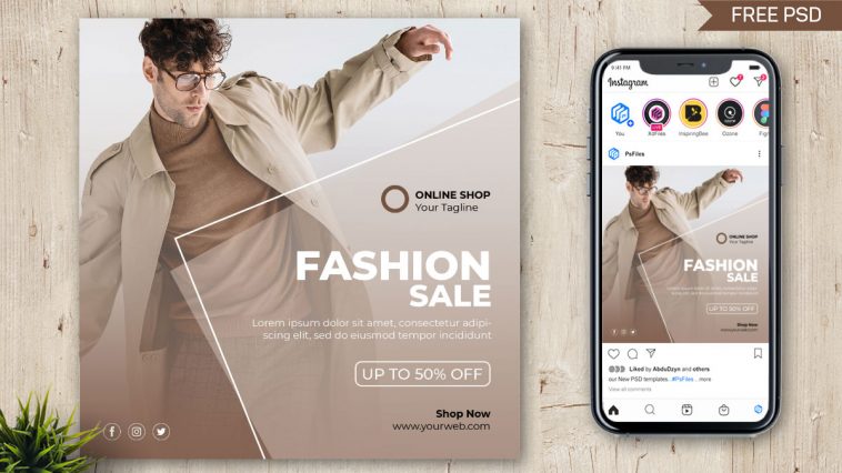 PsFiles Fashion Sale Free Instagram Post Design Template PSD