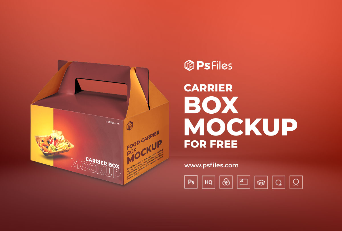 Free Take Away Gable Package Box Mockup PSD PsFiles