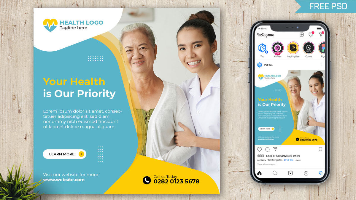 Download Free Health Care Instagram Poster Template PSD free download