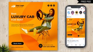 Luxury Car for Rent Free Instagram Post Design PSD Template