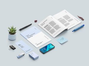 Free A4 Brochure Mockup Scene Creator PSD