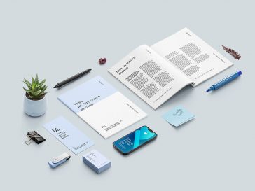 Free A4 Brochure Mockup Scene Creator PSD
