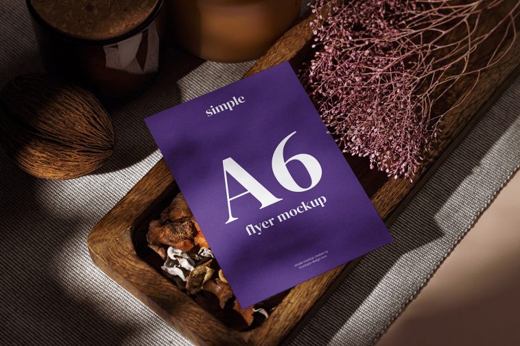 Free A6 Paper Flyer Mockup PSD