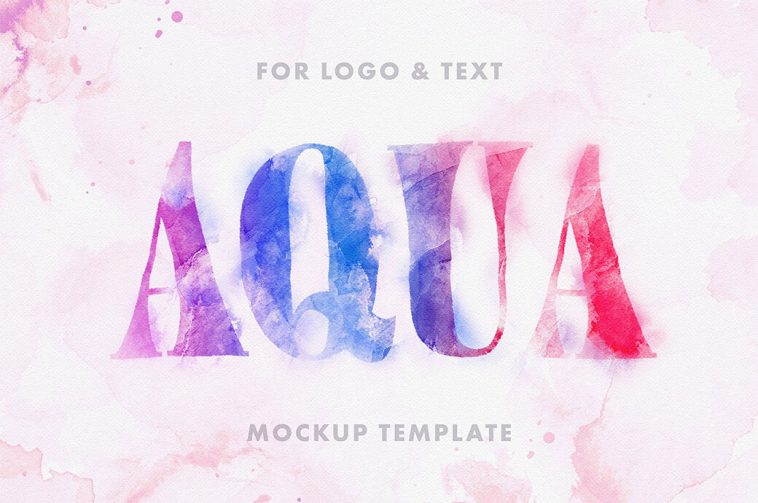 Aquarelle Text And Logo Mockup