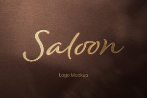 Free Textured Paper Gold Foil Letterpress Logo Mockup PSD