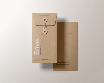 Free DL Size String Envelope Mockup