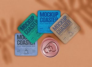 Rounded Square Coaster Mockup