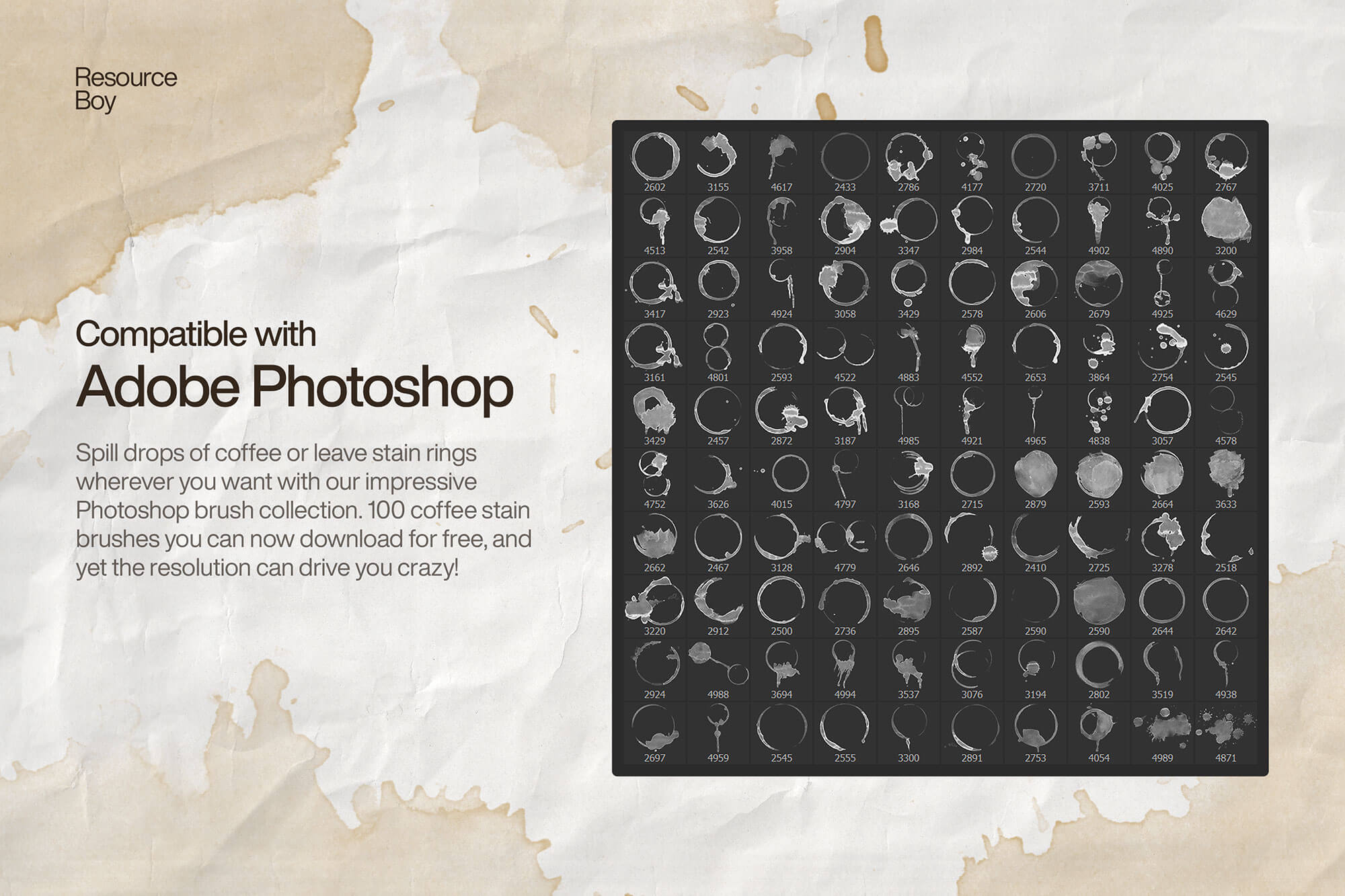 100 Coffee Stain Photoshop Brushes