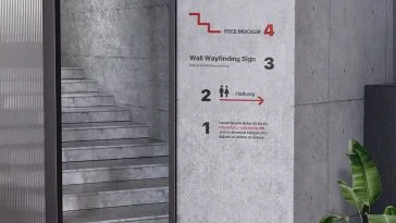 Free Wall Wayfinding Signage Mockup