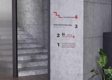 Free Wall Wayfinding Signage Mockup
