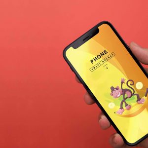 Free iPhone in Hand Mockup PSD