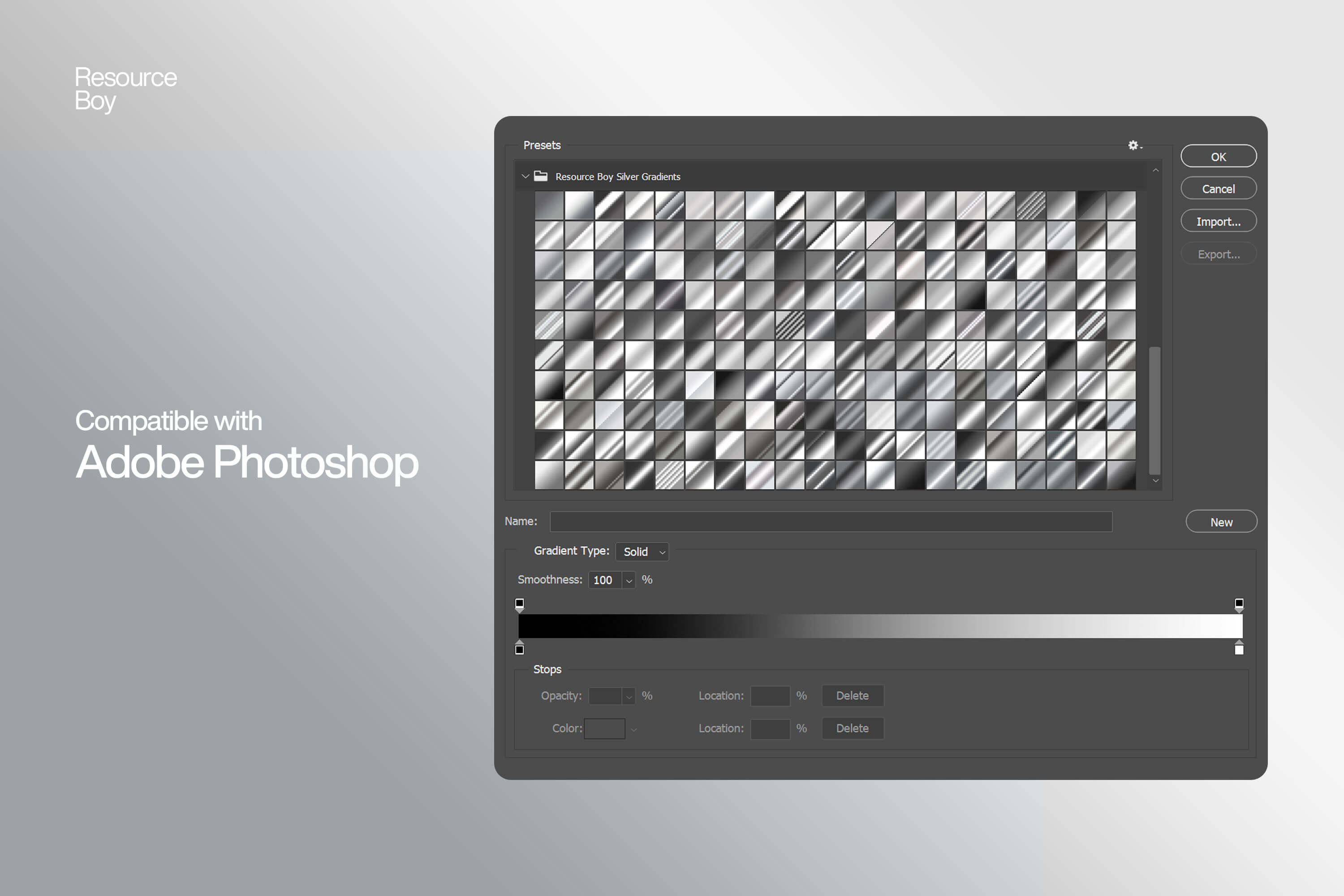 200 Silver Photoshop Gradients