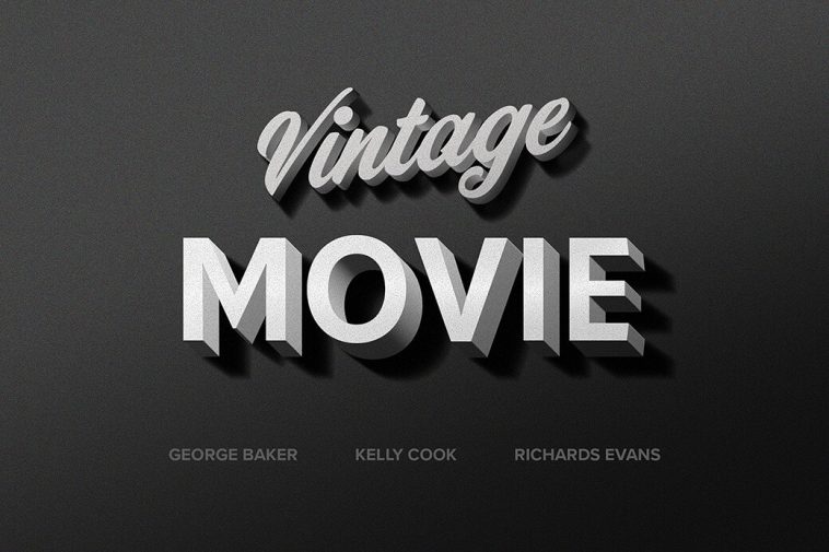 Vintage Movie Text Effect PSD