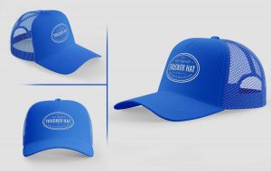 3 Free Trucker Hat Mockup PSD set