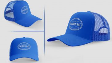 3 Free Trucker Hat Mockup PSD set