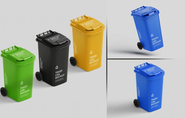 5 Free Garbage Bin / Trash Can Mockup PSD Files