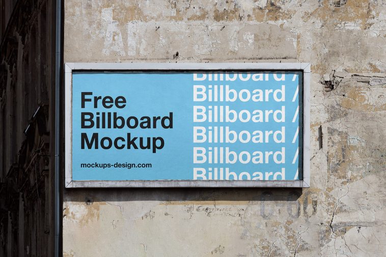 Free Damaged Wall Billboard Mockup PSD