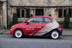 Free 3-Door Hatchback Car Mockup PSD