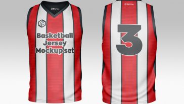 Free V Neck Basketball Jersey Mockup PSD Set