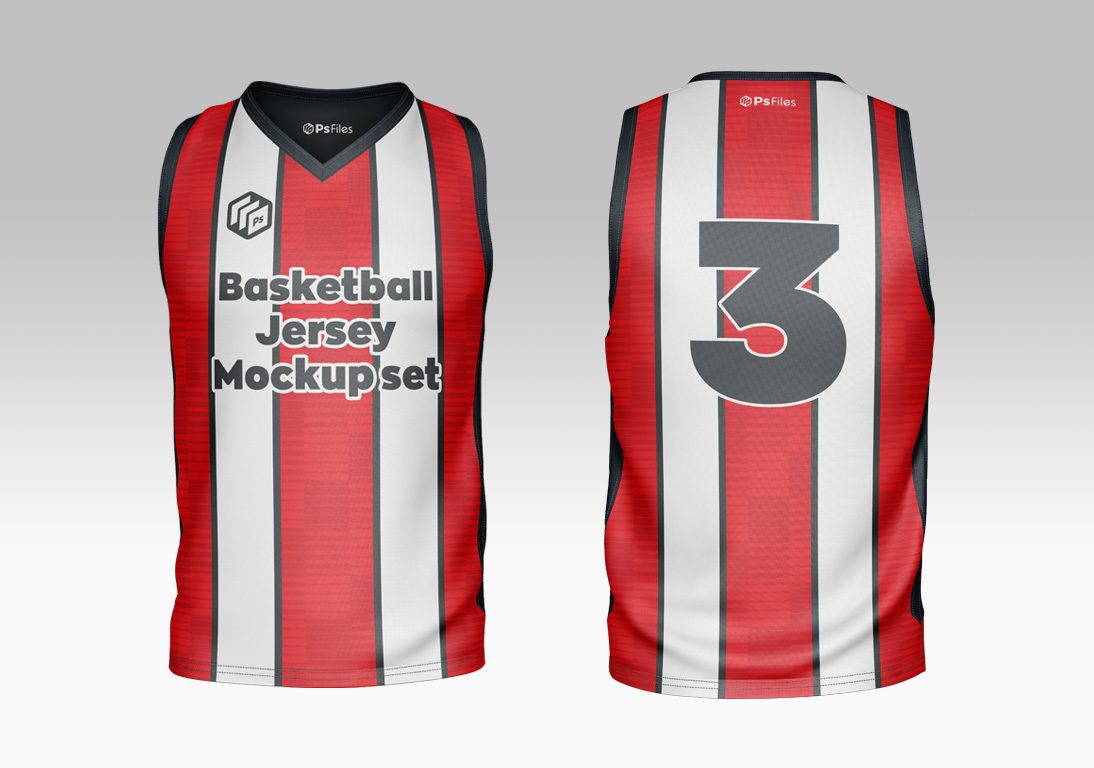 Free V Neck Basketball Jersey Mockup PSD Set - PsFiles