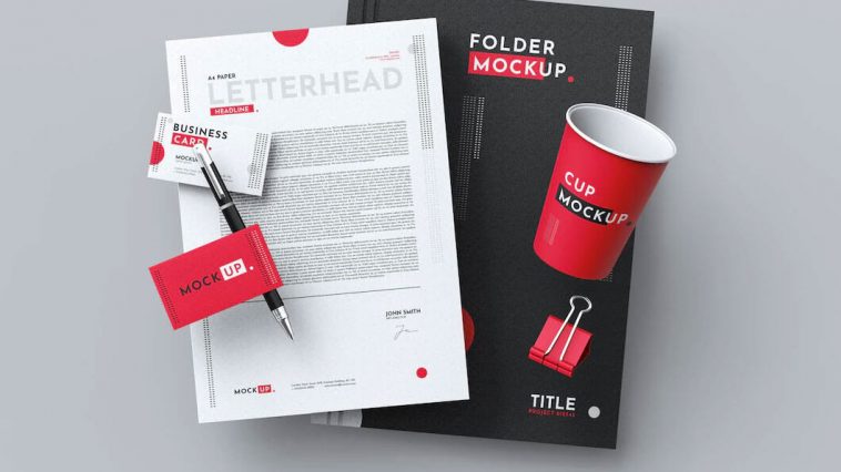 Floating Coffee Cup, Business Card, A4 - Branding PSD Mockup - PsFiles