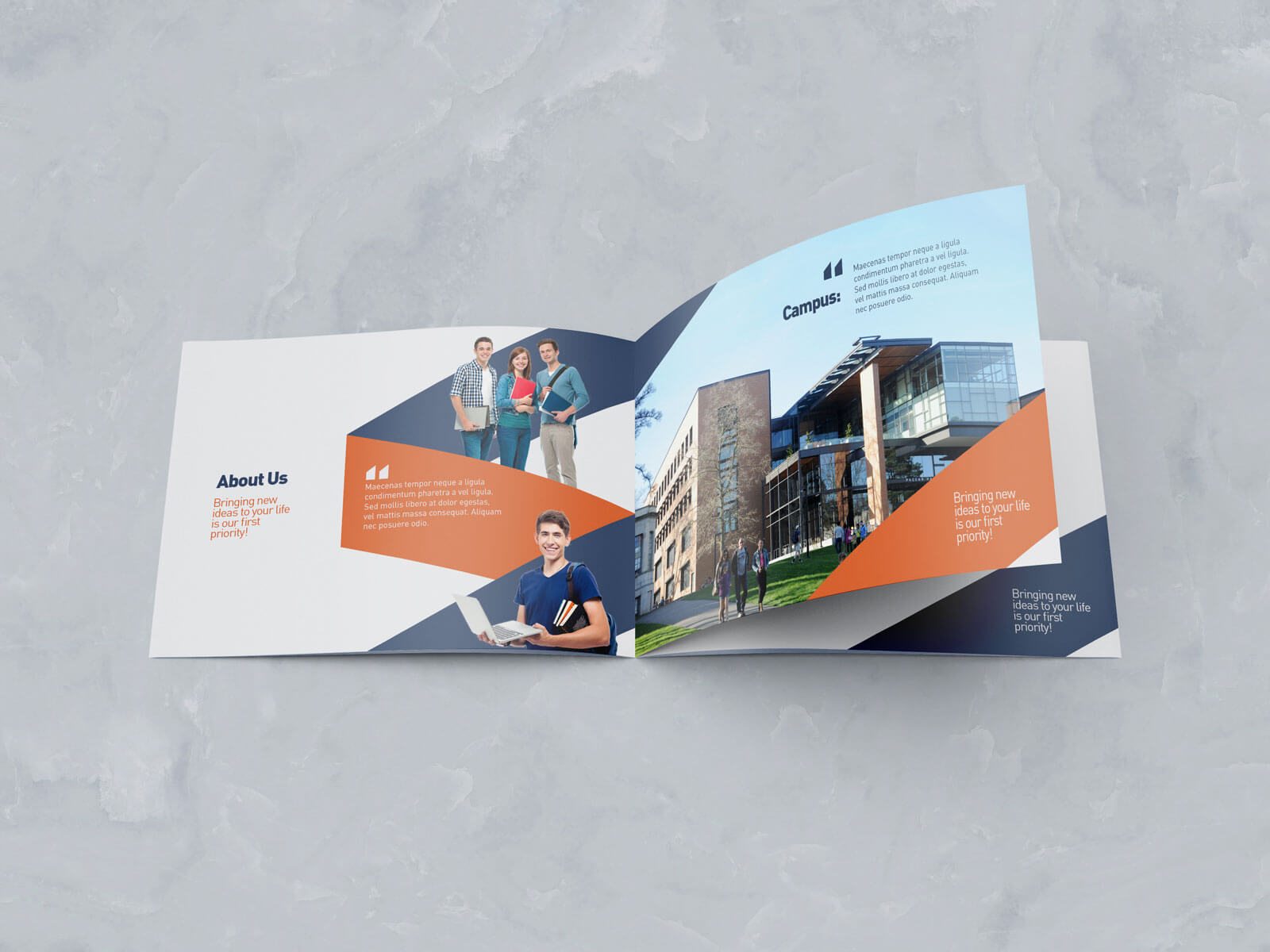 Free Opened Landscape Bi-Fold Brochure Mockup PSD