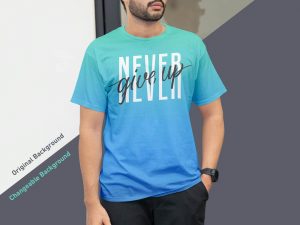 Free Men’s Short-Sleeve Crew-Neck T-Shirt Mockup PSD
