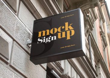 Free Outdoor Square Sign Mockup PSD