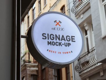 Free Round Acrylic Signage Mockup PSD