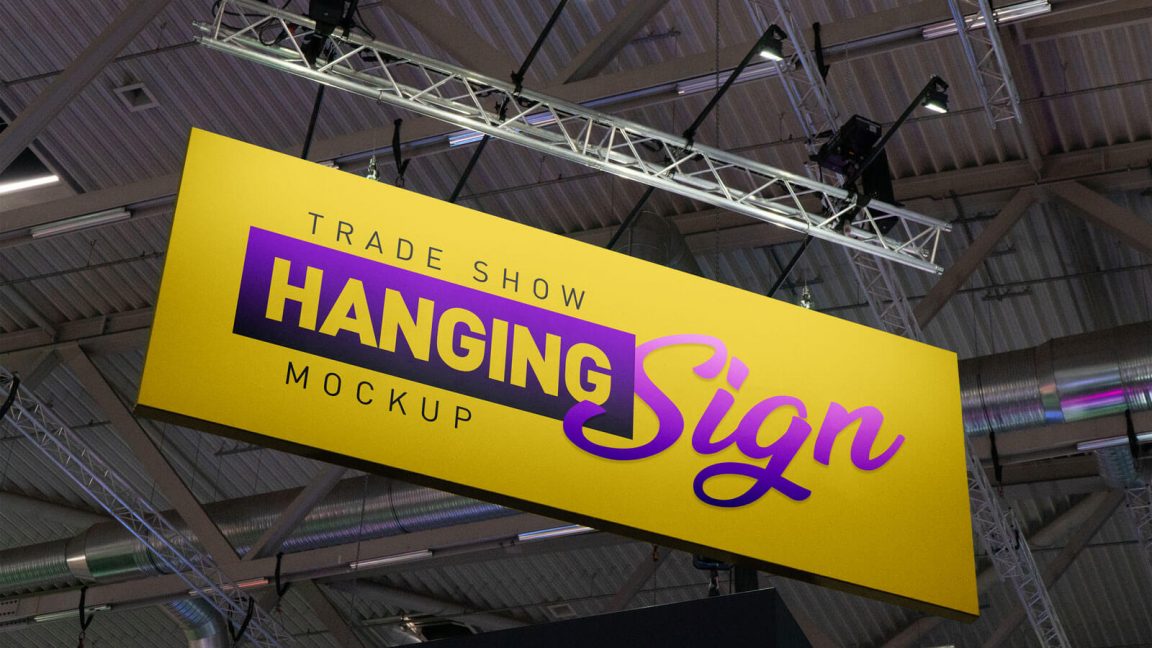 Free Trade Show Hanging Signage Mockup PSD PsFiles