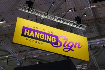 Free Trade Show Hanging Sign Mockup PSD