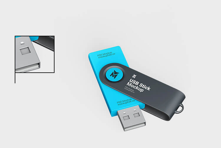 Free USB Memory Stick Mockup PSD Set