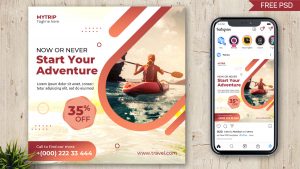 PsFiles Adventure Journey Travel Social Media Post Design PSD Template Free