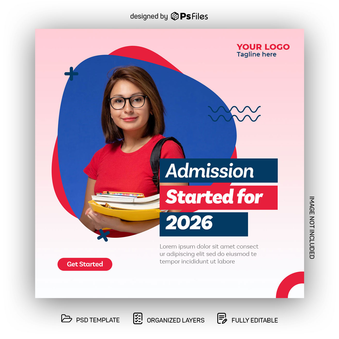 Free Creative Instagram Post Design Template PSD for College Admission Started