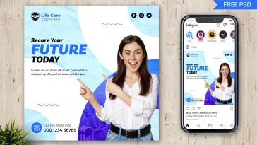 Free Insta Post Design Template PSD for Life Insurance Agency