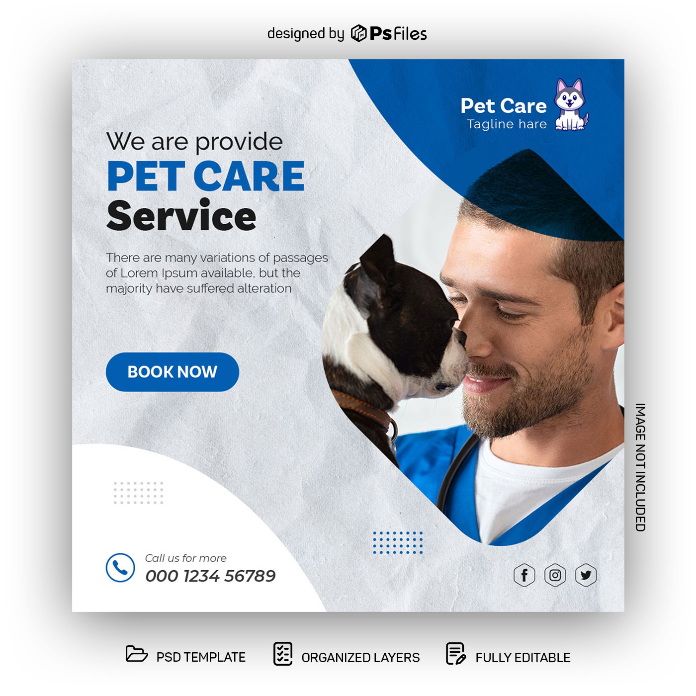 Instagram Post Design PSD template for Per Care Service Shops