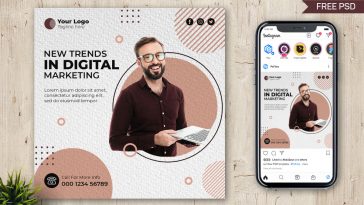 New Trends in Digital Marketing Free Instagram Post Design Template PSD