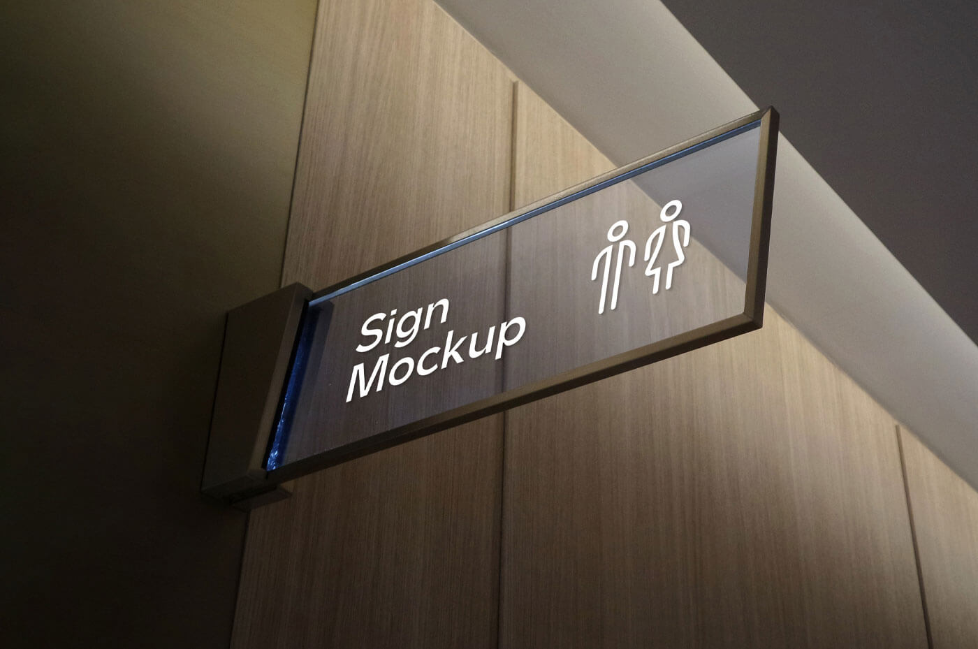 Download Free Free Rectangle Glass Sign Mockup PSD
