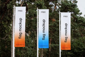 Free Street Pole Banners Mockup PSD